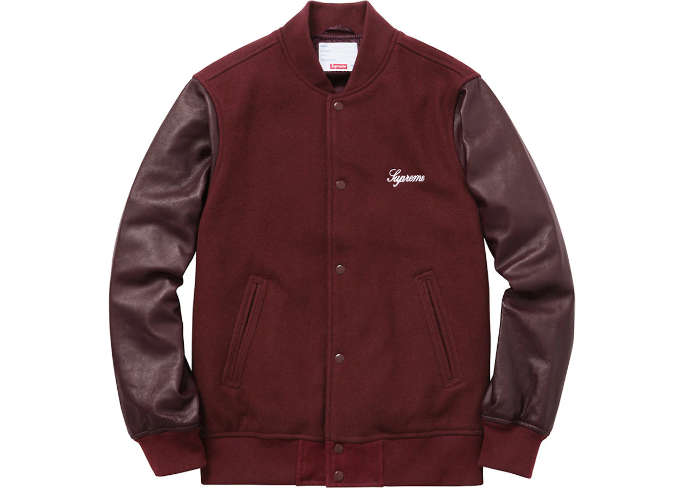 Supreme Crew Varsity Jacket Burgundy