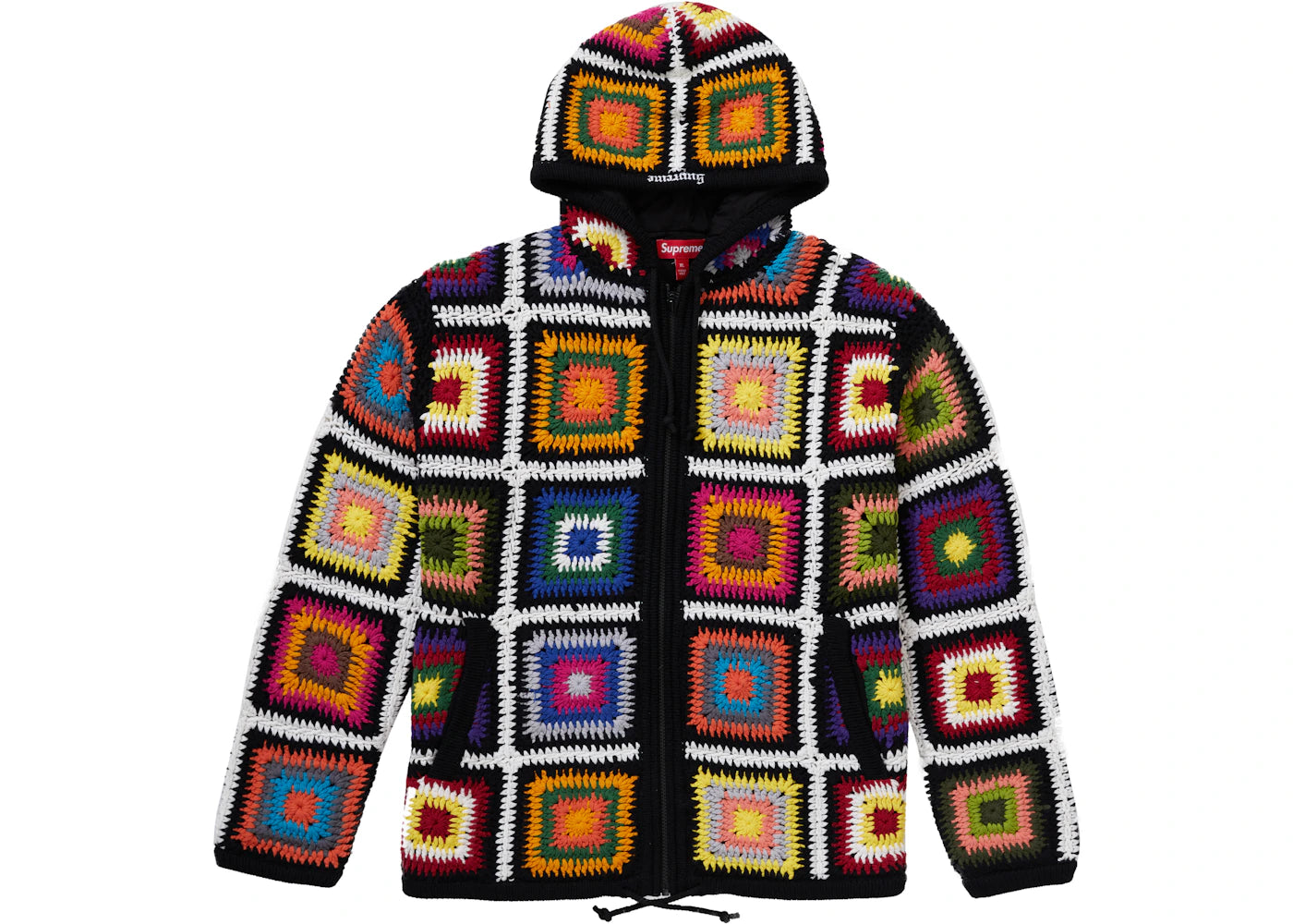 Supreme Crochet Hooded Zip Up Sweater Multicolor