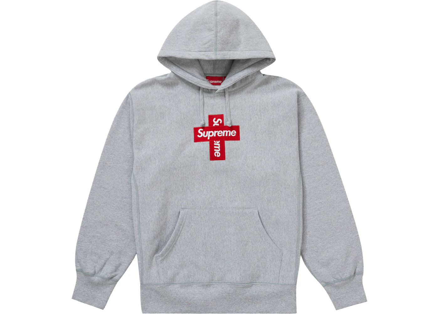 Supreme Cross Box Logo Hooded Sweatshirt Heather Grey