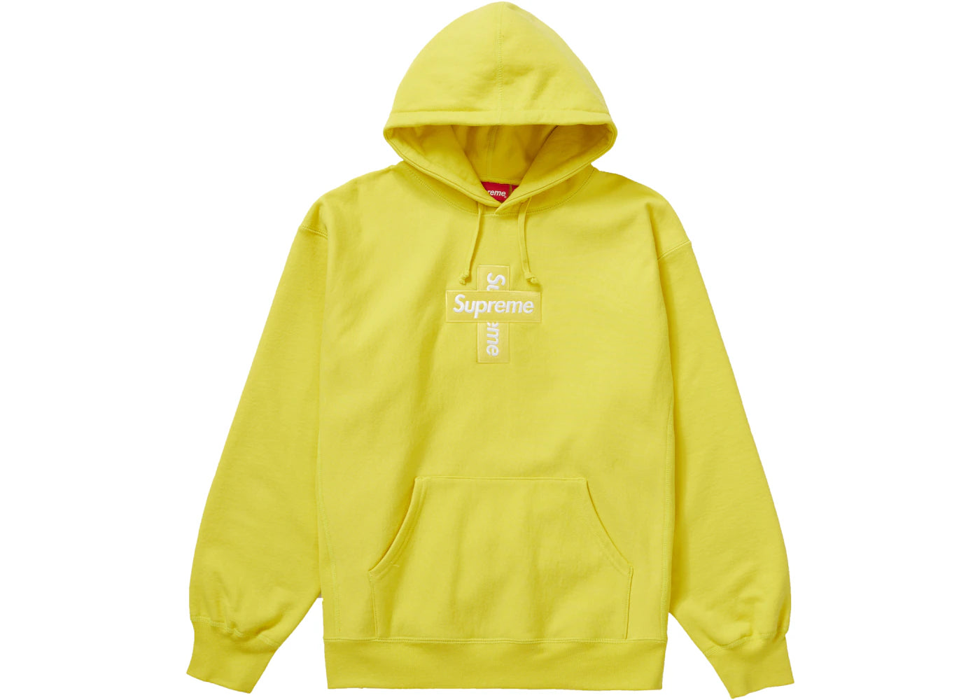 Supreme Cross Box Logo Hooded Sweatshirt Lemon