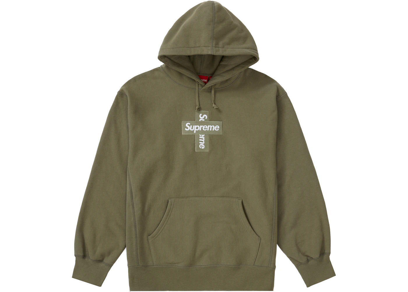 Supreme Cross Box Logo Hooded Sweatshirt Light Olive
