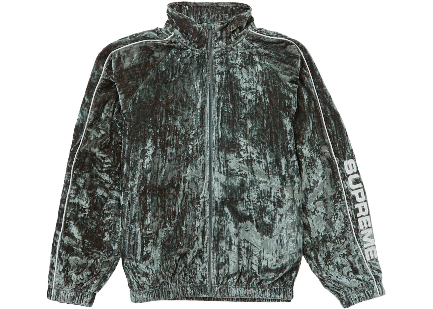 Supreme Crushed Velvet Track Jacket Olive