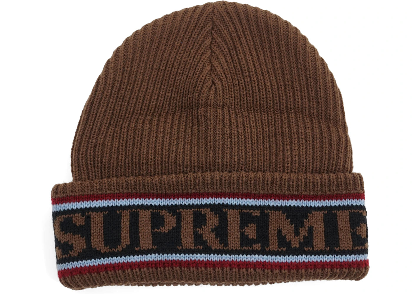 Supreme Cuff Logo Beanie Brown