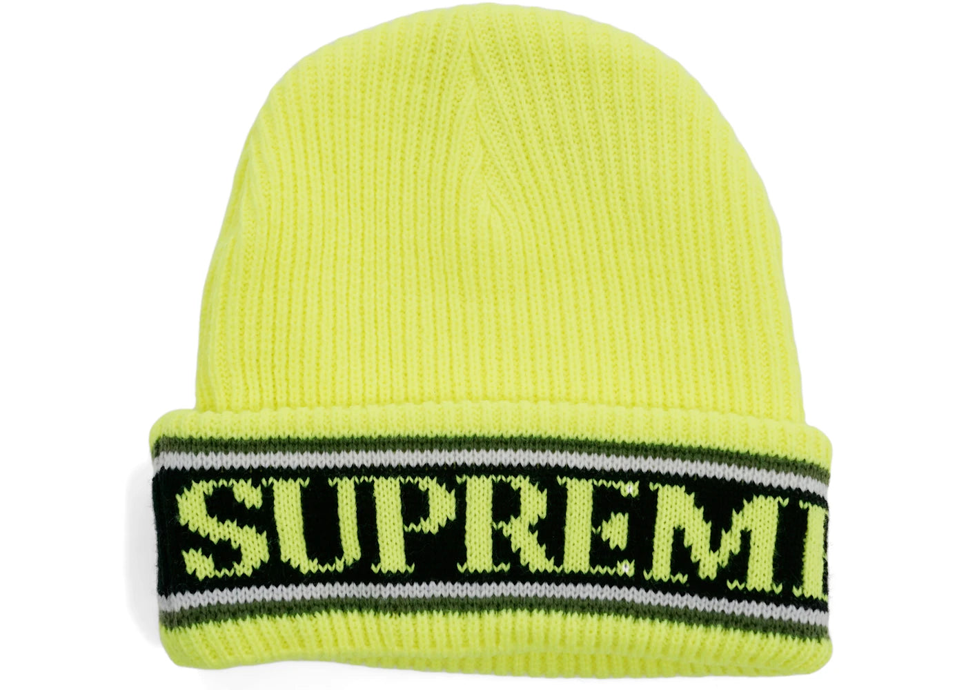 Supreme Cuff Logo Beanie Fluorescent Yellow