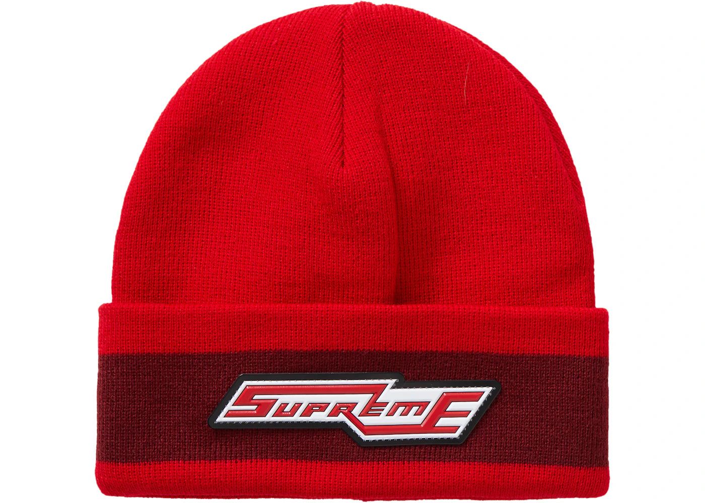 Supreme Cuff Stripe Beanie Red