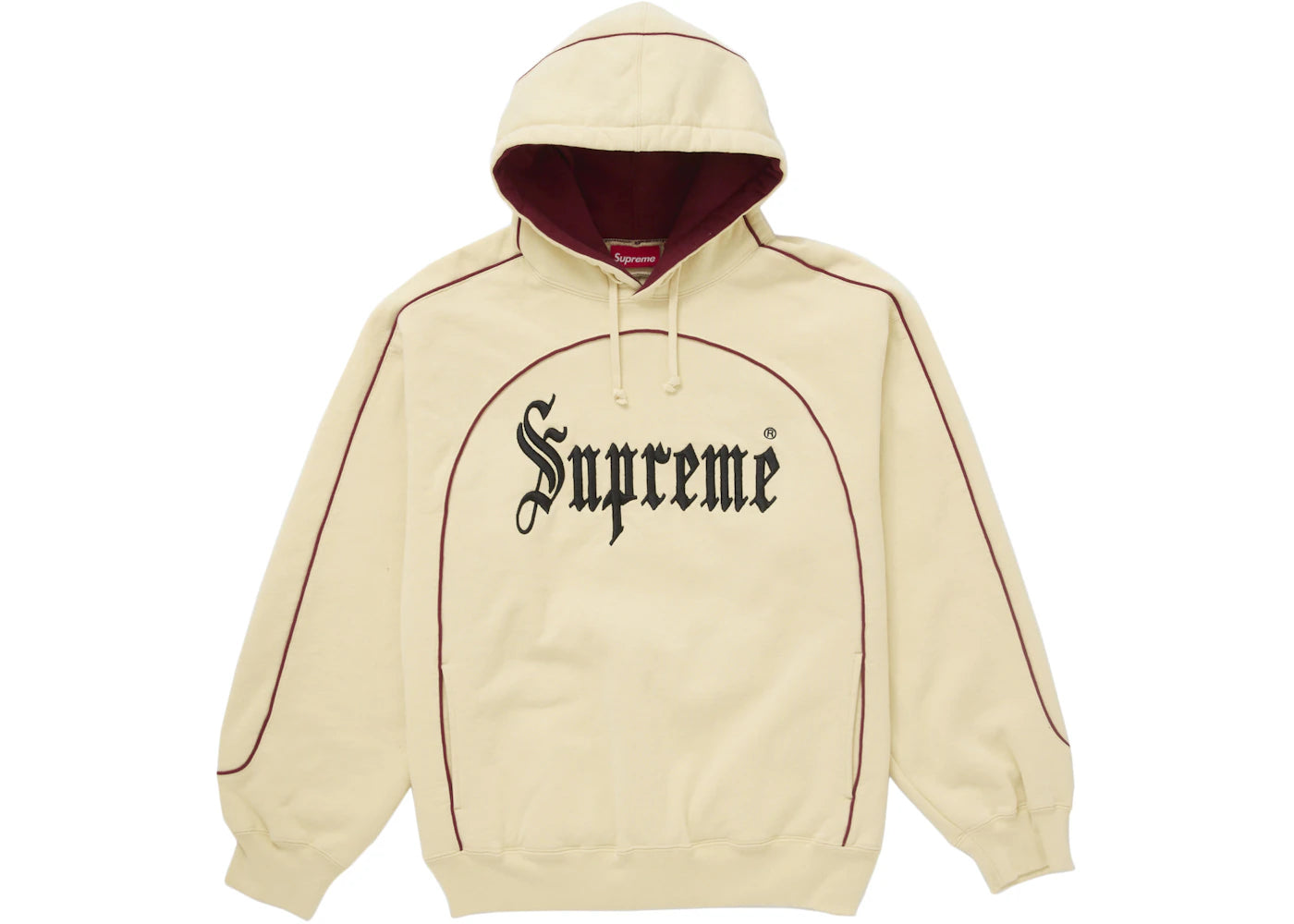 Supreme Curve Piping Hooded Sweatshirt Natural