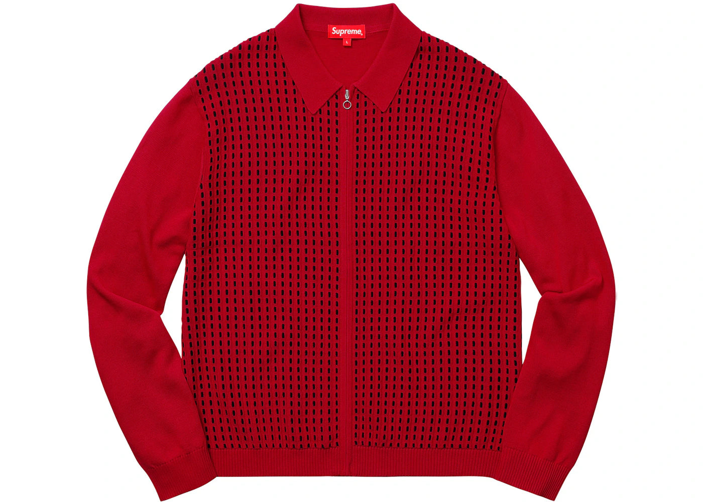 Supreme Dashes Zip Up Knit Polo Red