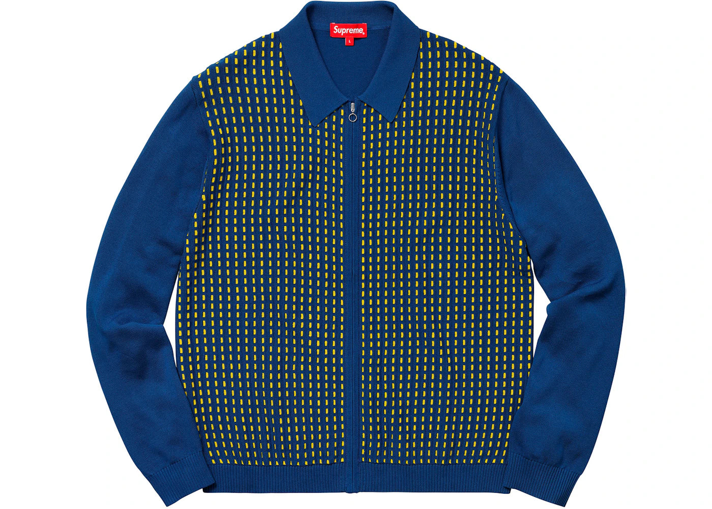 Supreme Dashes Zip Up Knit Polo Royal
