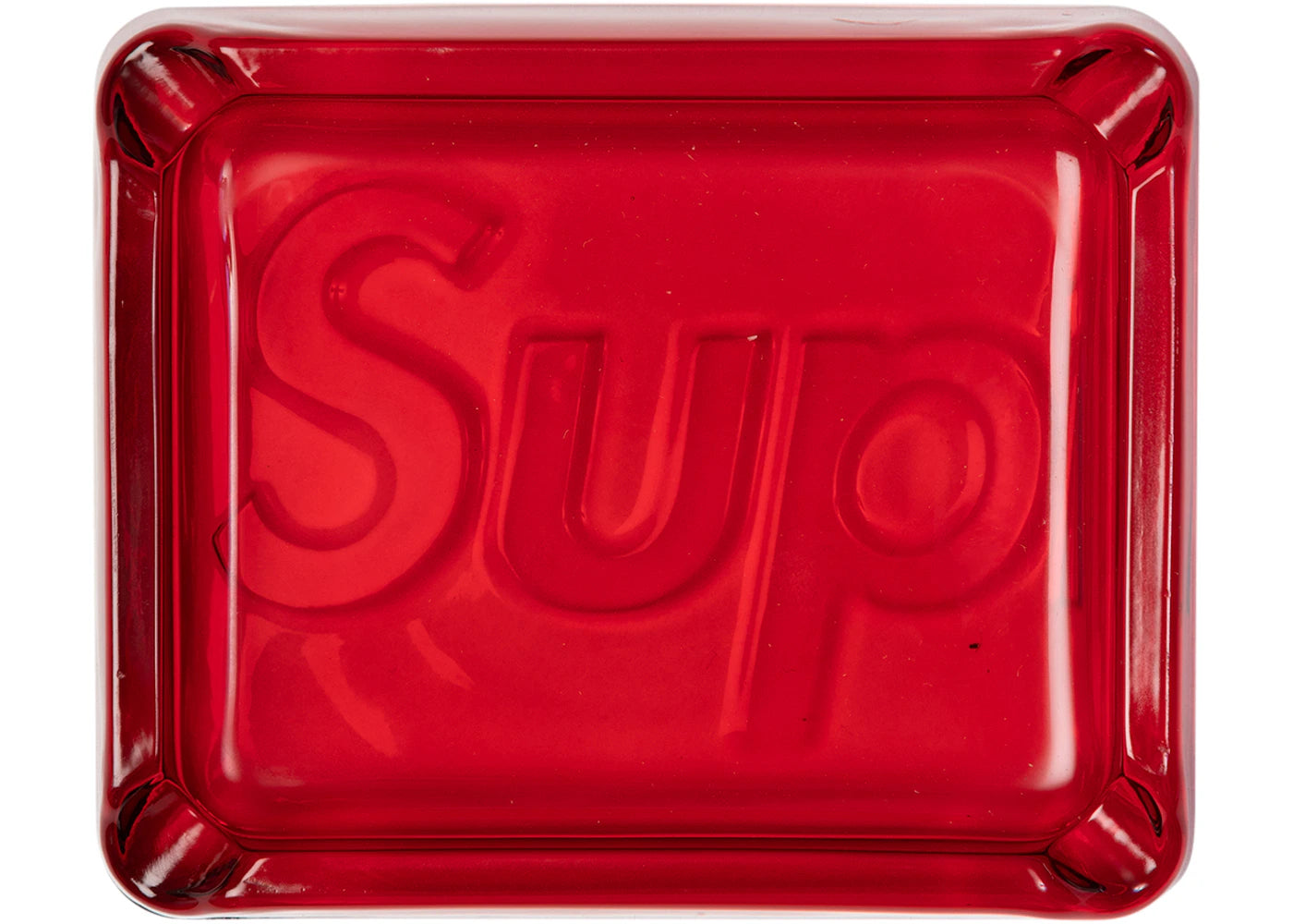 Supreme Debossed Glass Ashtray Red