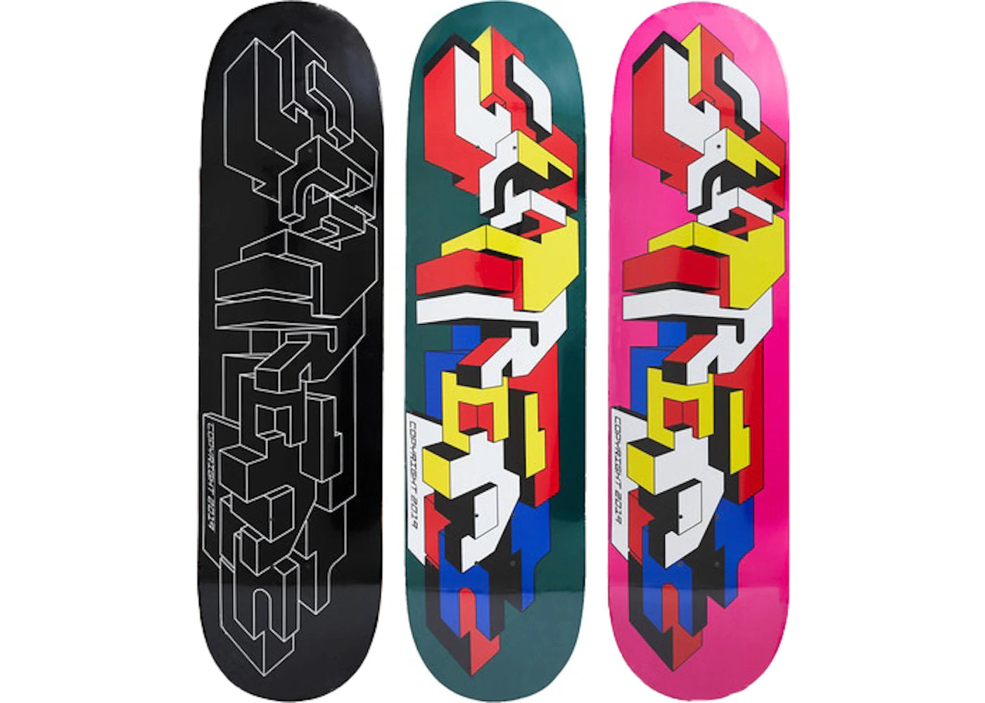 Supreme Delta Logo Skateboard Deck Black/Dark Green/ Magenta Set