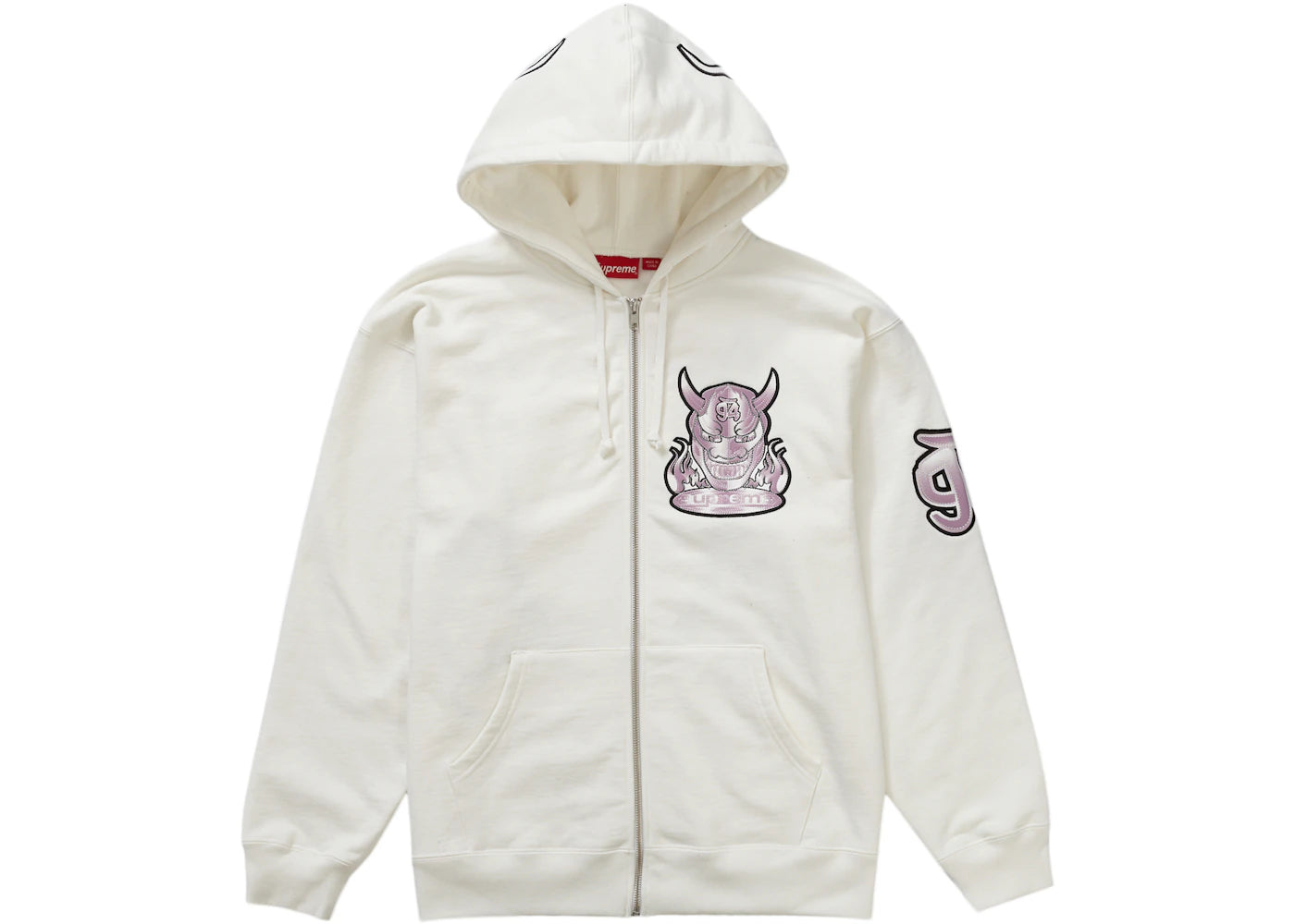 Supreme Demon Zip Up Hooded Sweatshirt White