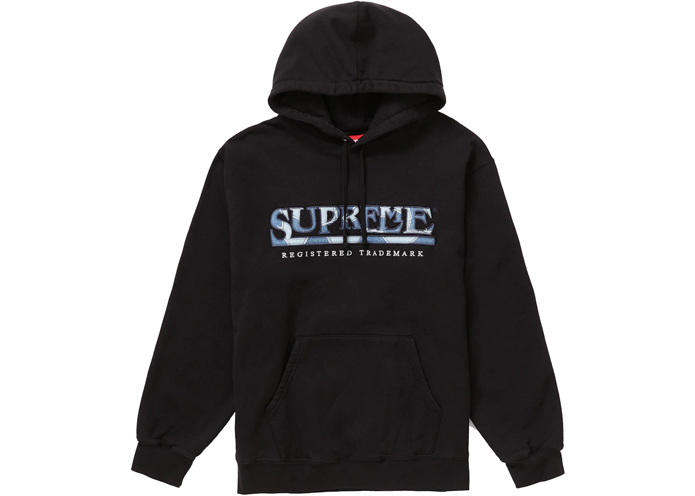 Supreme Denim Logo Hooded Sweatshirt Black