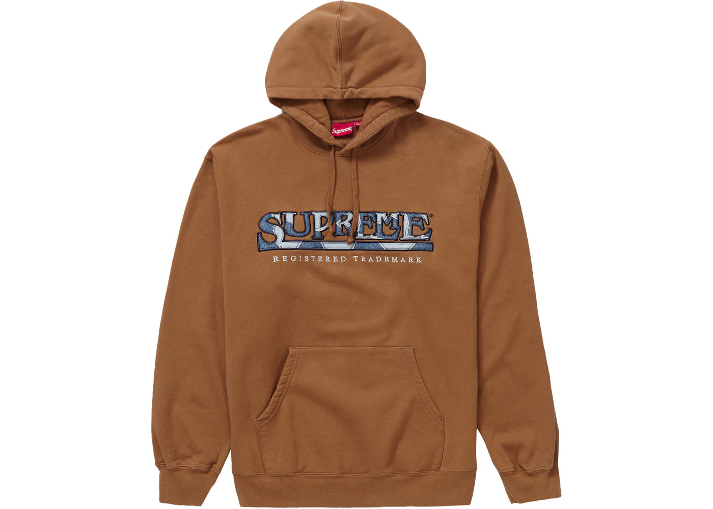 Supreme Denim Logo Hooded Sweatshirt Brown