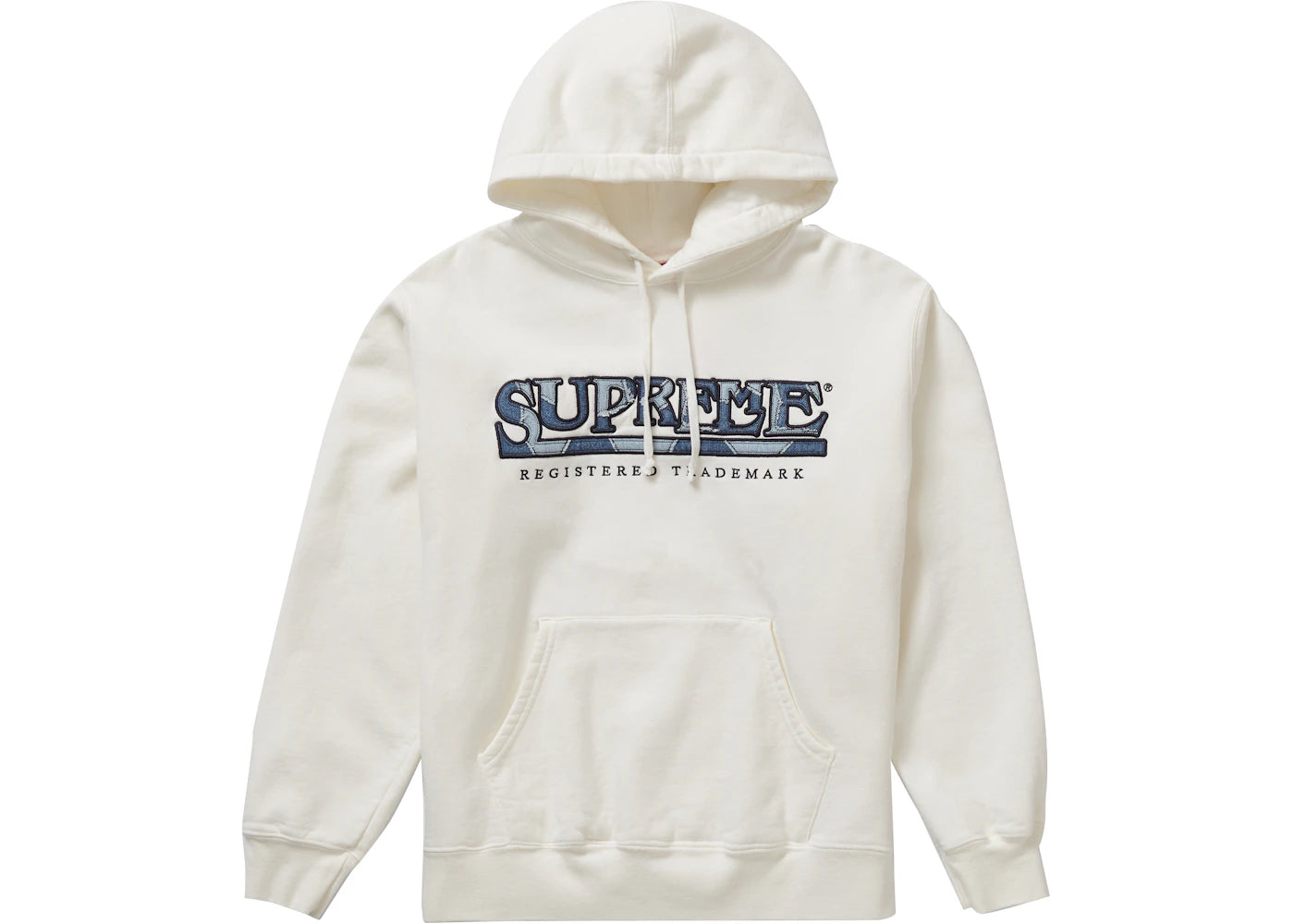 Supreme Denim Logo Hooded Sweatshirt White