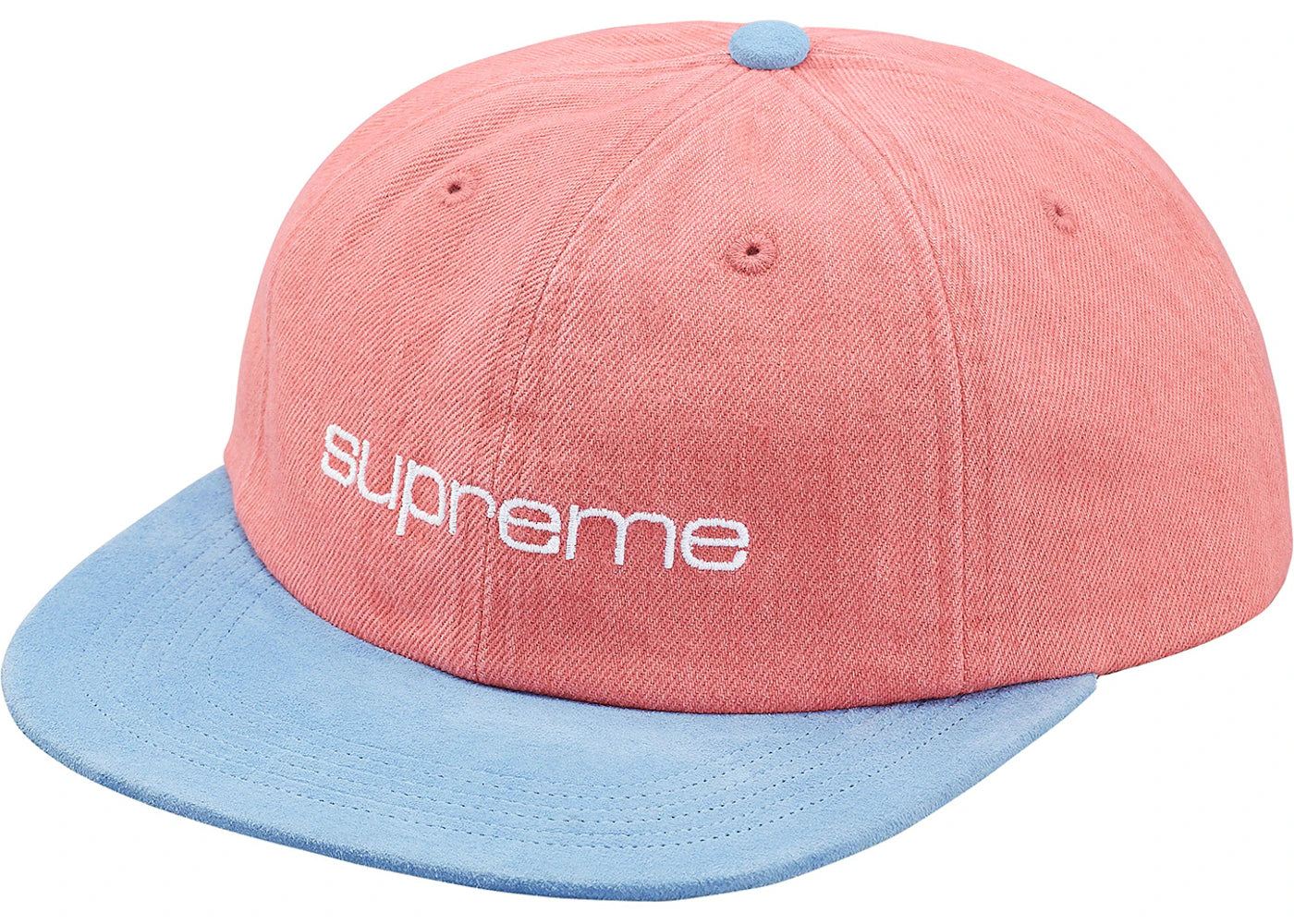 Supreme Denim Suede Compact Logo 6-Panel Pink