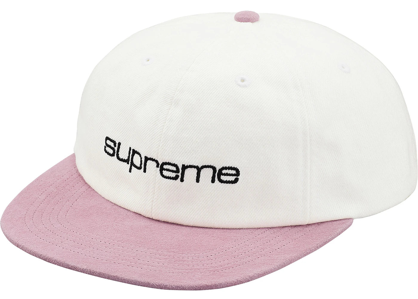 Supreme Denim Suede Compact Logo 6-Panel White