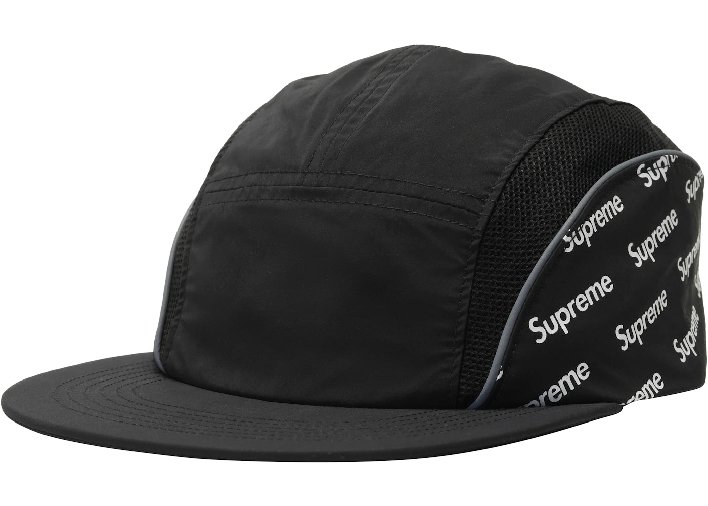 Supreme Diagonal Logo Side Panel Camp Cap Black