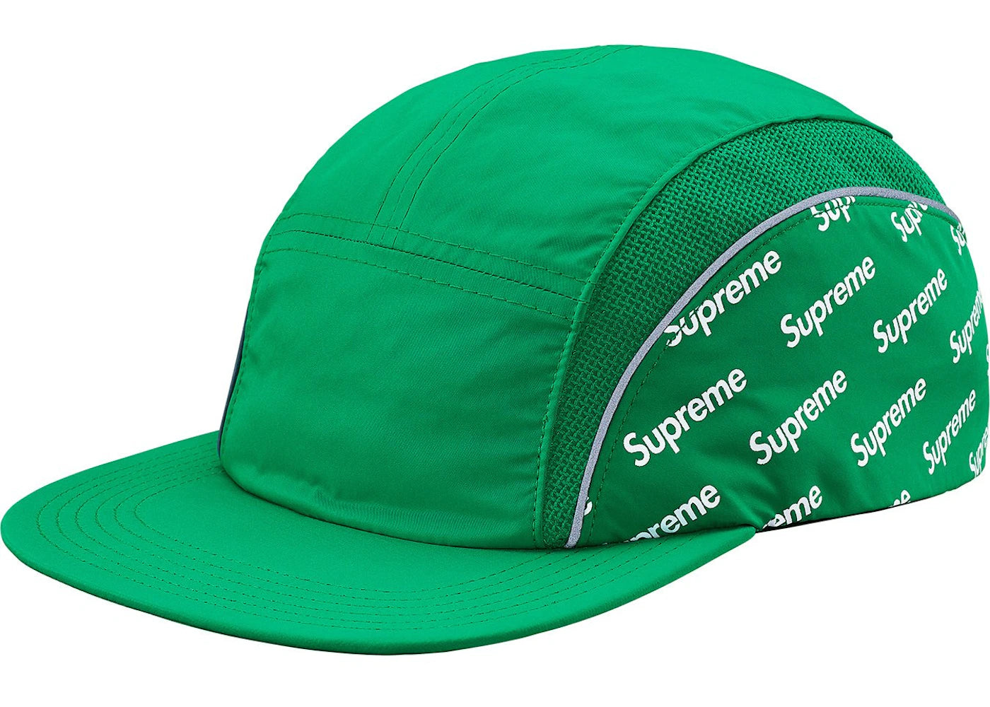 Supreme Diagonal Logo Side Panel Camp Cap Kelly Green