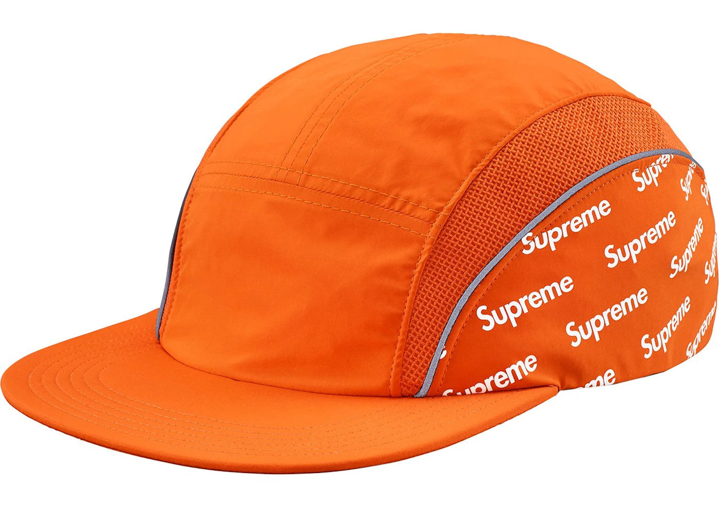 Supreme Diagonal Logo Side Panel Camp Cap Orange