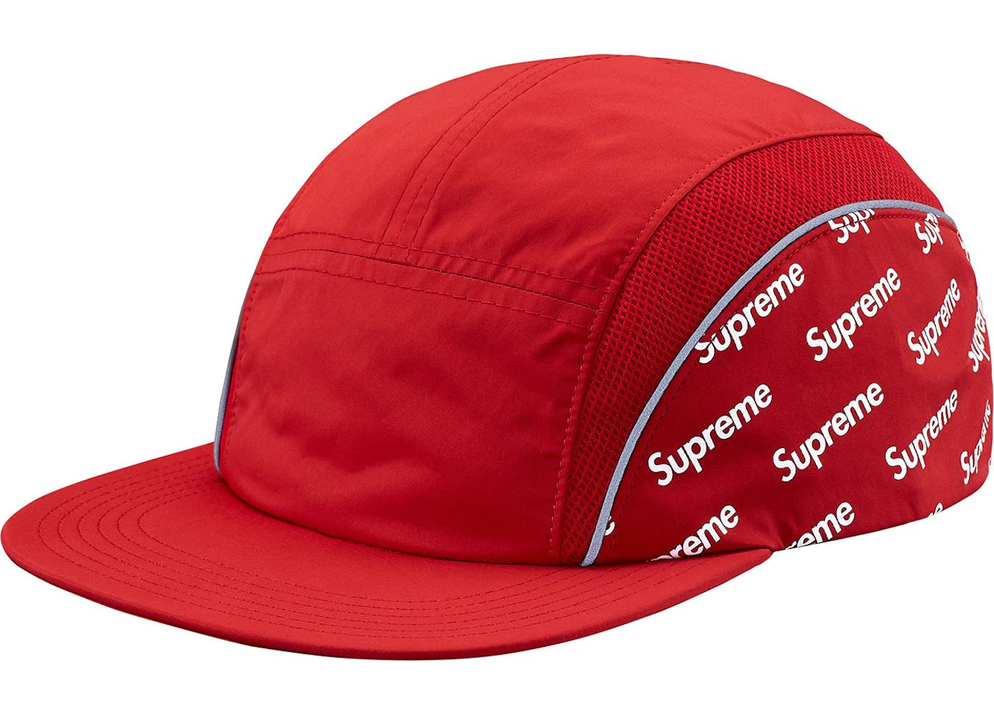 Supreme Diagonal Logo Side Panel Camp Cap Red