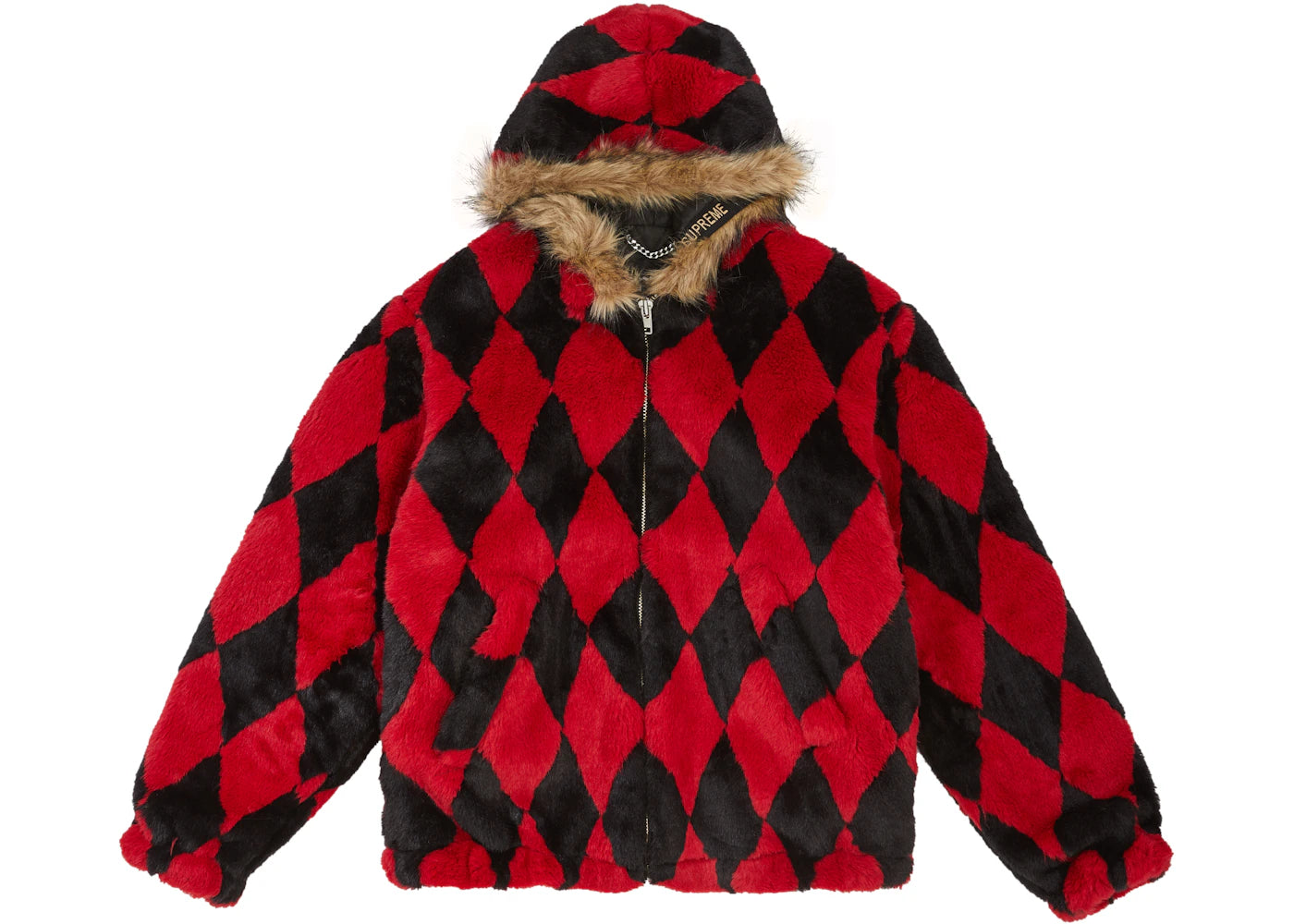 Supreme Diamond Faux Fur Jacket Red