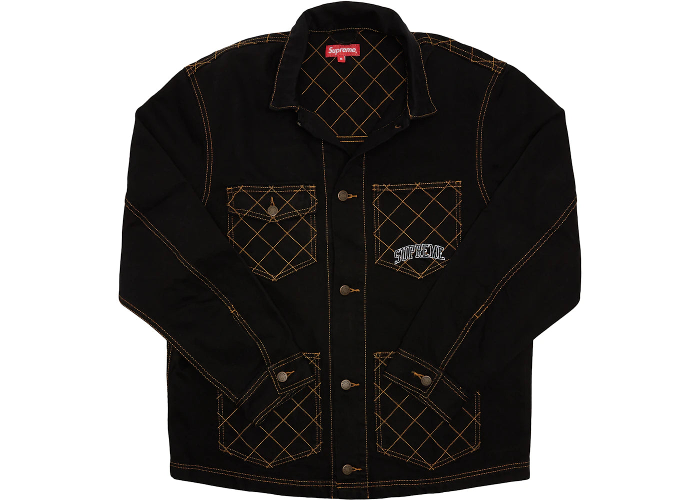 Supreme Diamond Stitch Denim Chore Coat Black