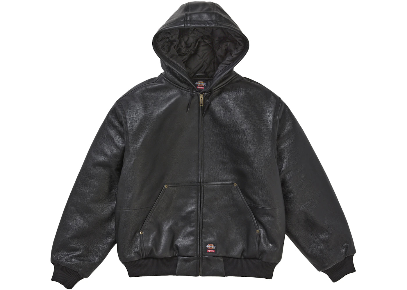 Supreme Dickies Hooded Leather Work Jacket Black