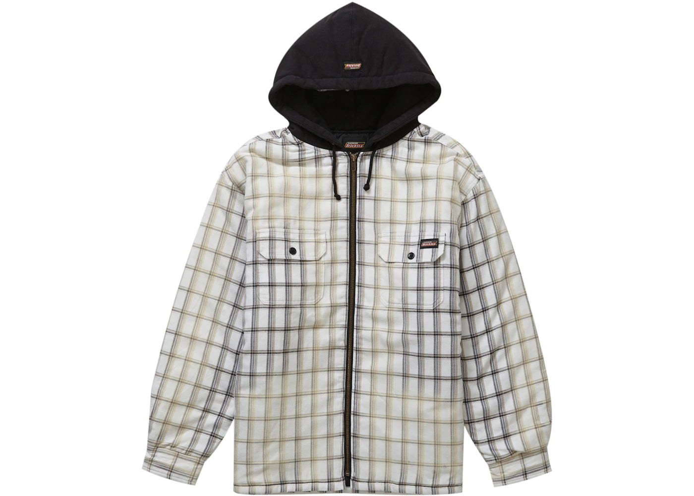 Supreme Dickies Plaid Hooded Zip Up Shirt White
