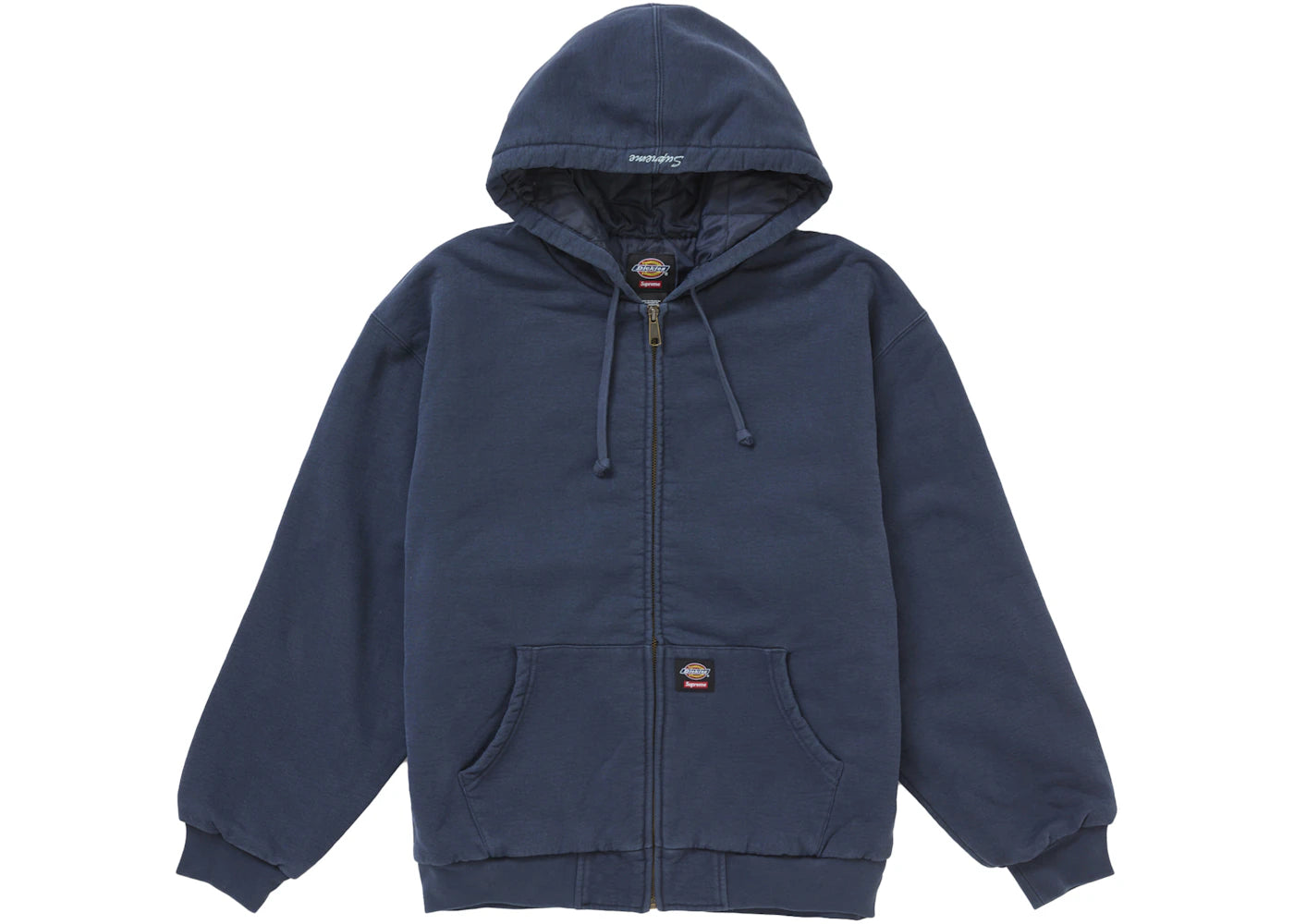 Supreme Dickies Quilted Lined Zip Up Hooded Sweatshirt Navy