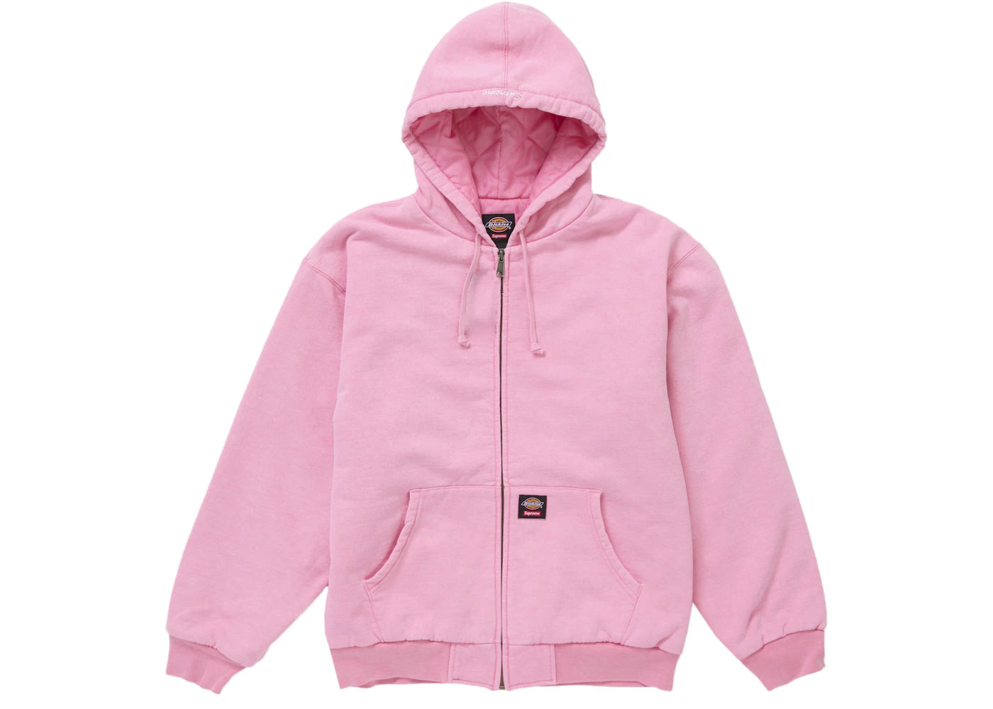 Supreme Dickies Quilted Lined Zip Up Hooded Sweatshirt Pink