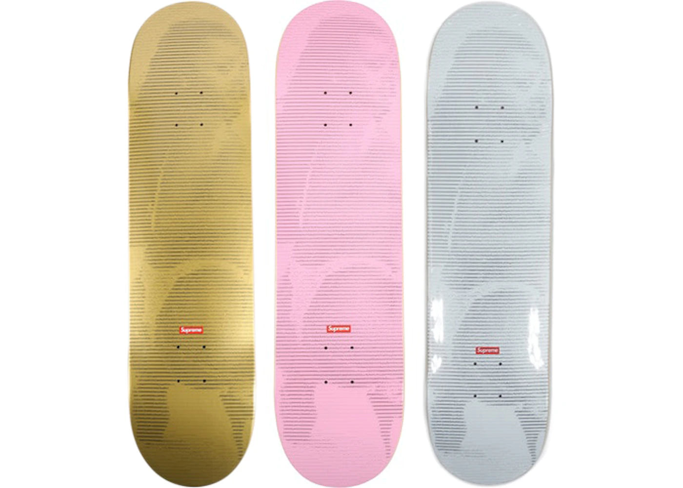 Supreme Digi Skateboard Deck Gold/Pink/White Set