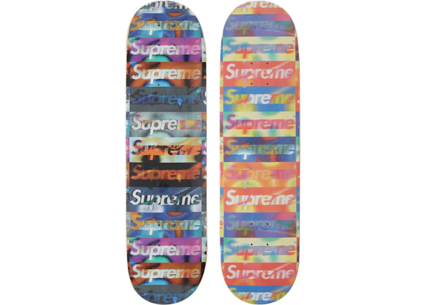 Supreme Distorted Logo Skateboard Deck Black/Yellow Set