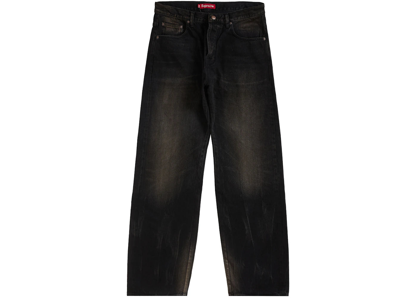 Supreme Distressed Loose Fit Selvedge Jean (SS24) Washed Black