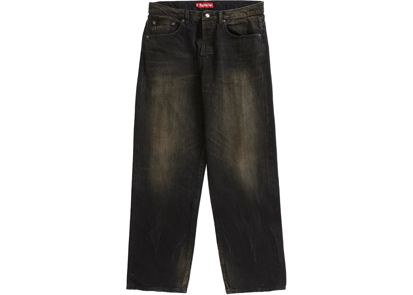 Supreme Distressed Loose Fit Selvedge Jean Washed Black