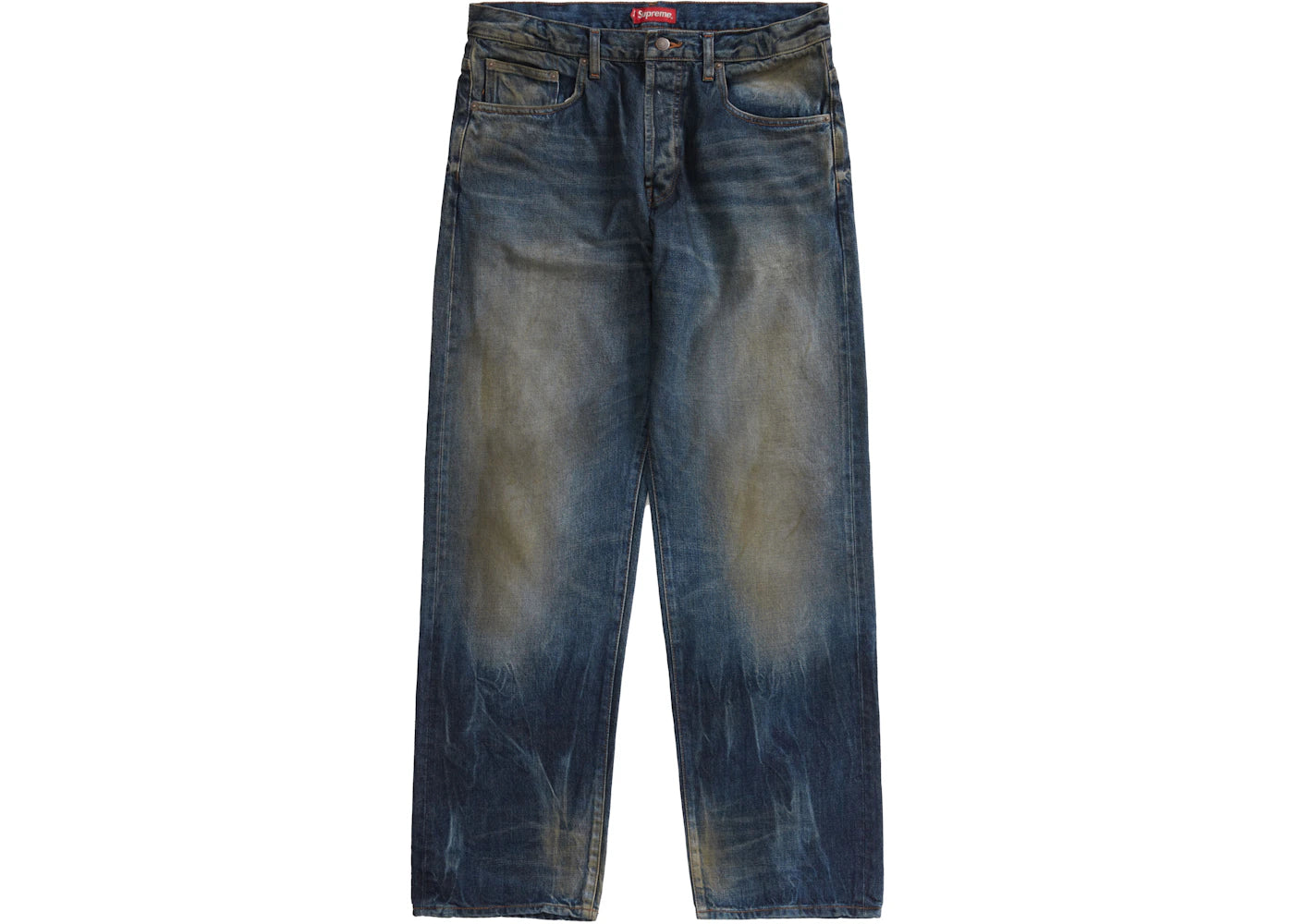 Supreme Distressed Loose Fit Selvedge Jean Washed Blue