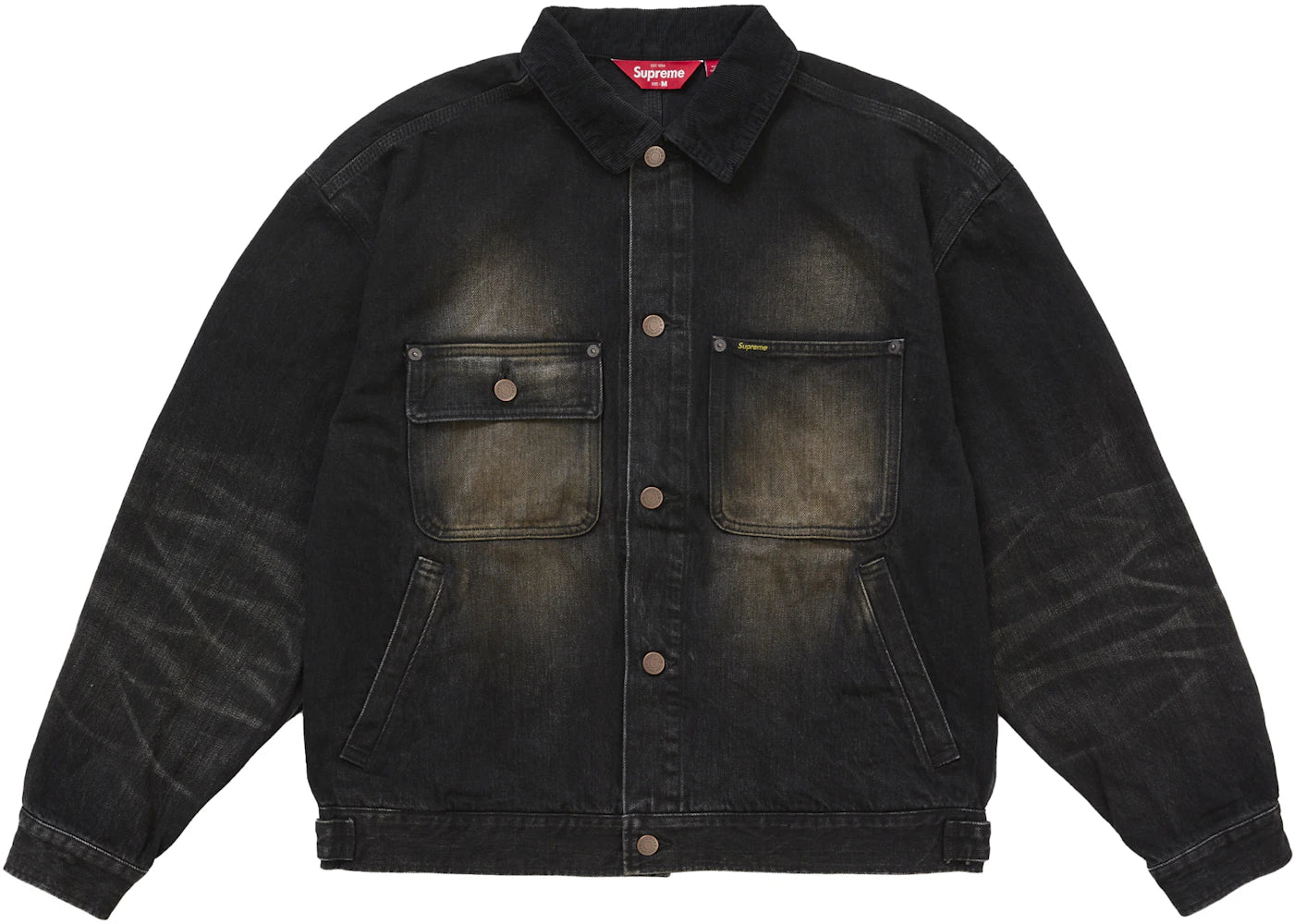 Supreme Distressed Selvedge Trucker Jacket (FW25) Washed Black