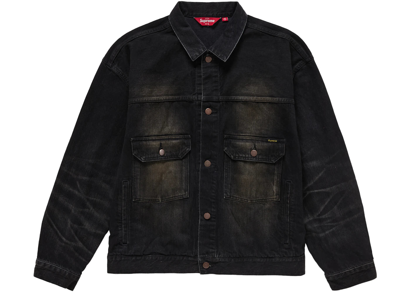 Supreme Distressed Selvedge Trucker Jacket Washed Black