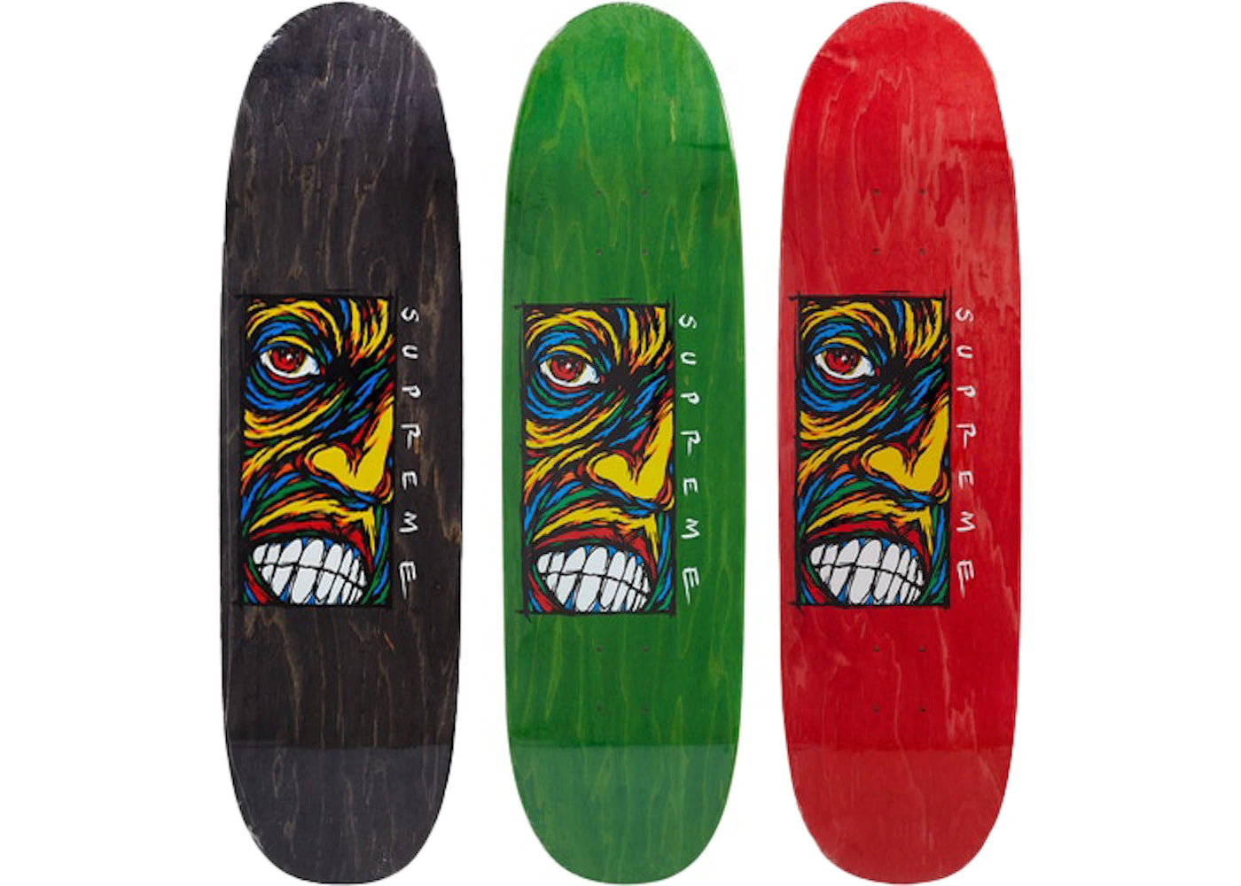 Supreme Disturbed Skateboard Deck Black/Lime/Red Set