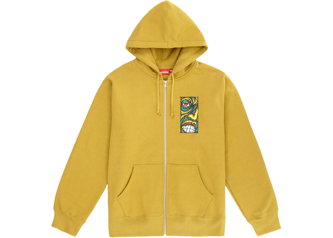 Supreme Disturbed Zip Up Hooded Sweatshirt Dark Mustard