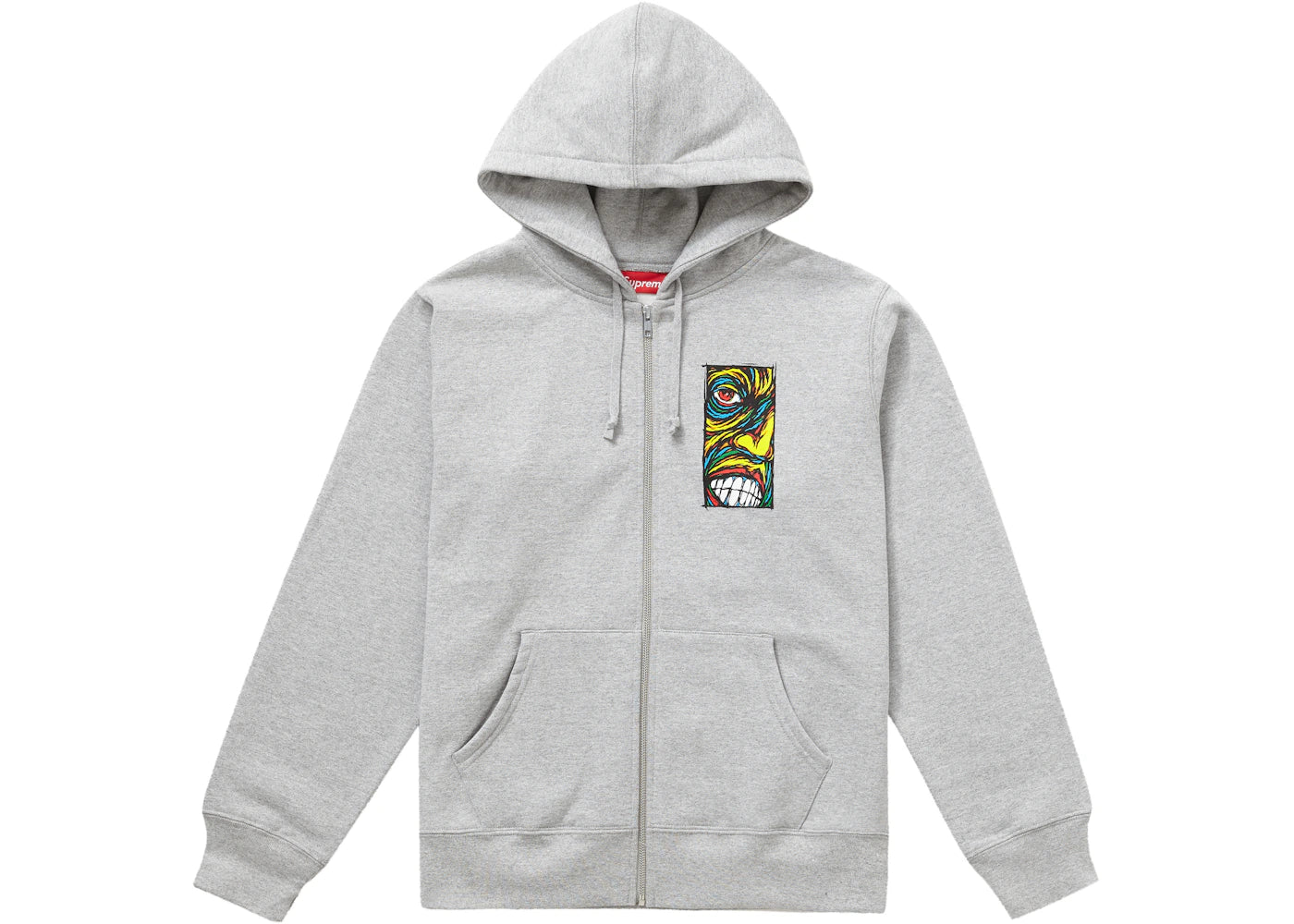 Supreme Disturbed Zip Up Hooded Sweatshirt Heather Grey
