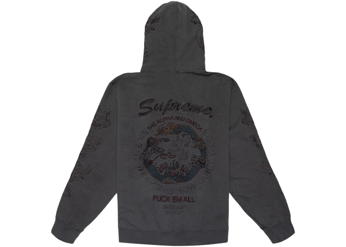 Supreme Dragon Overdyed Hooded Sweatshirt Black