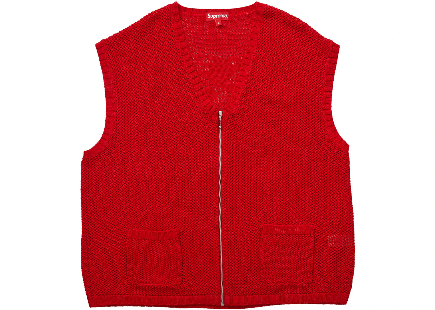 Supreme Dragon Zip Up Sweater Vest Red