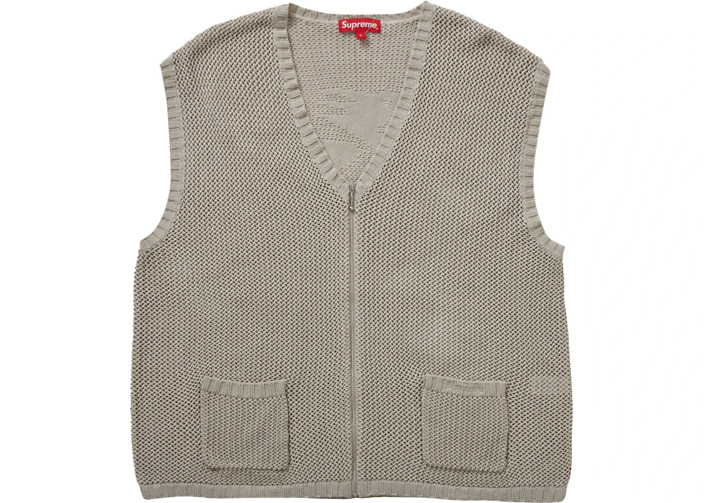 Supreme Dragon Zip Up Sweater Vest Stone