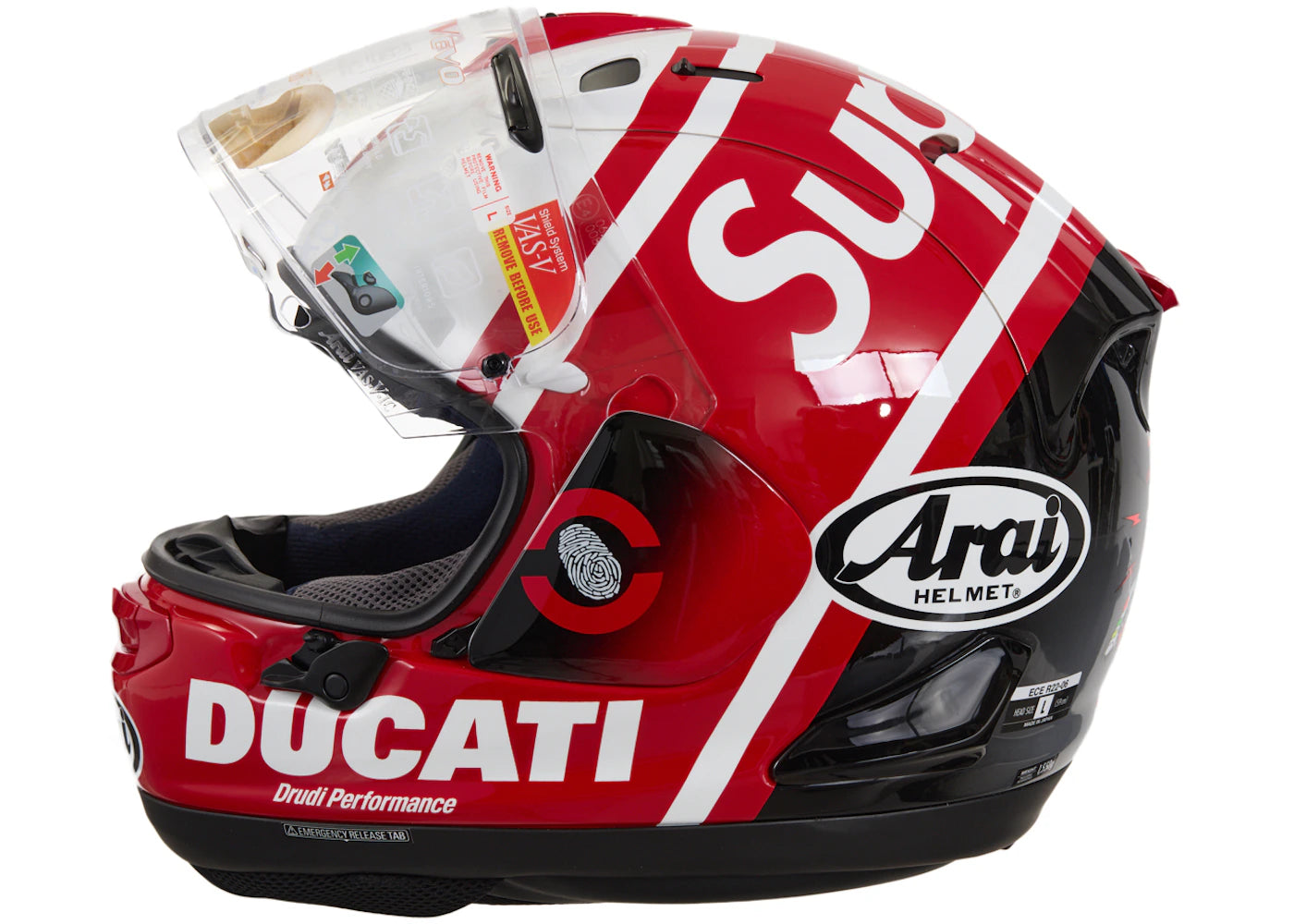 arai corsair-x planet helmet size xl red Supreme Ducati Arai Corsair-X Helmet Red – Side Kicks