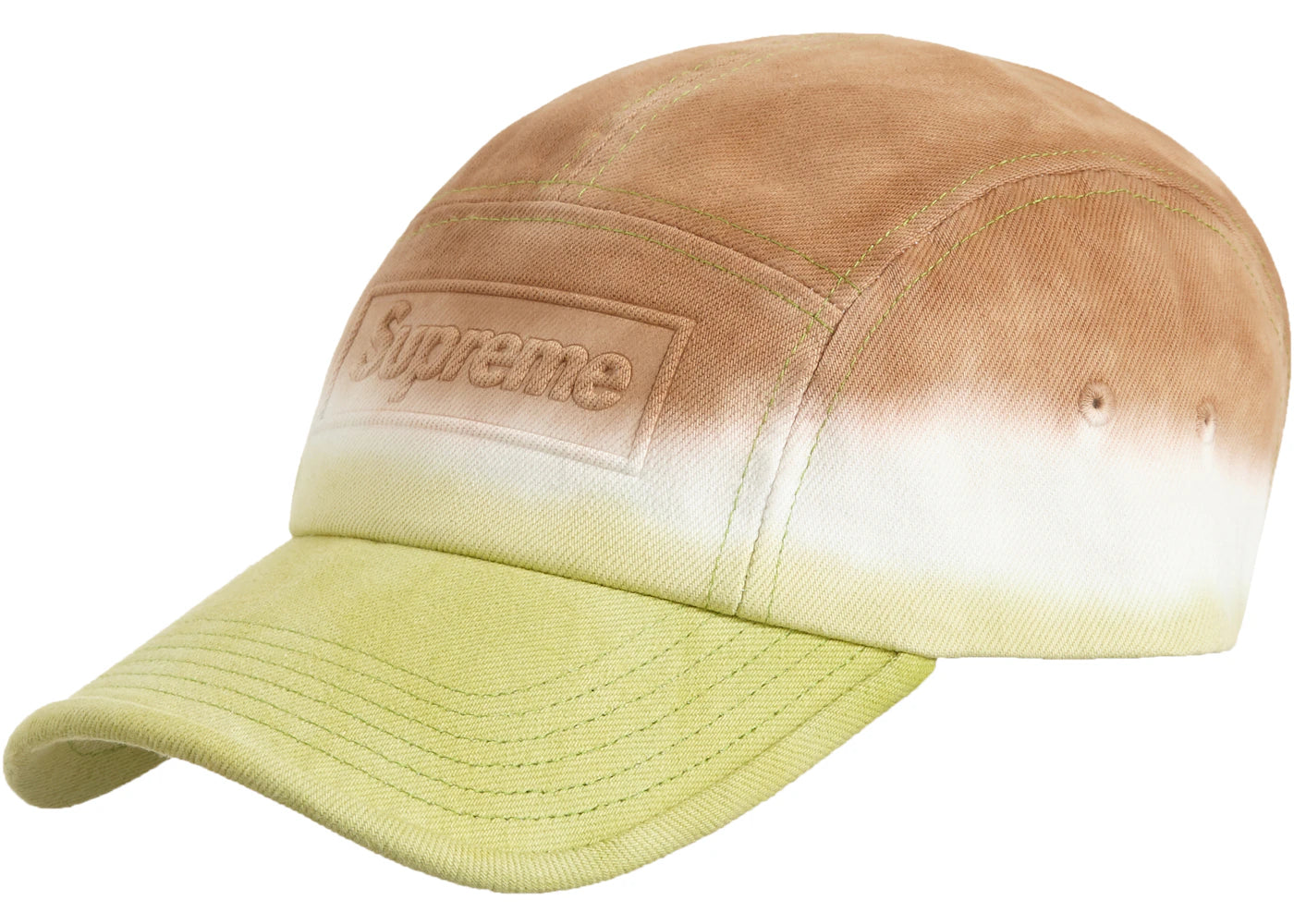 Supreme Embossed Denim Camp Cap Brown Dip Dye