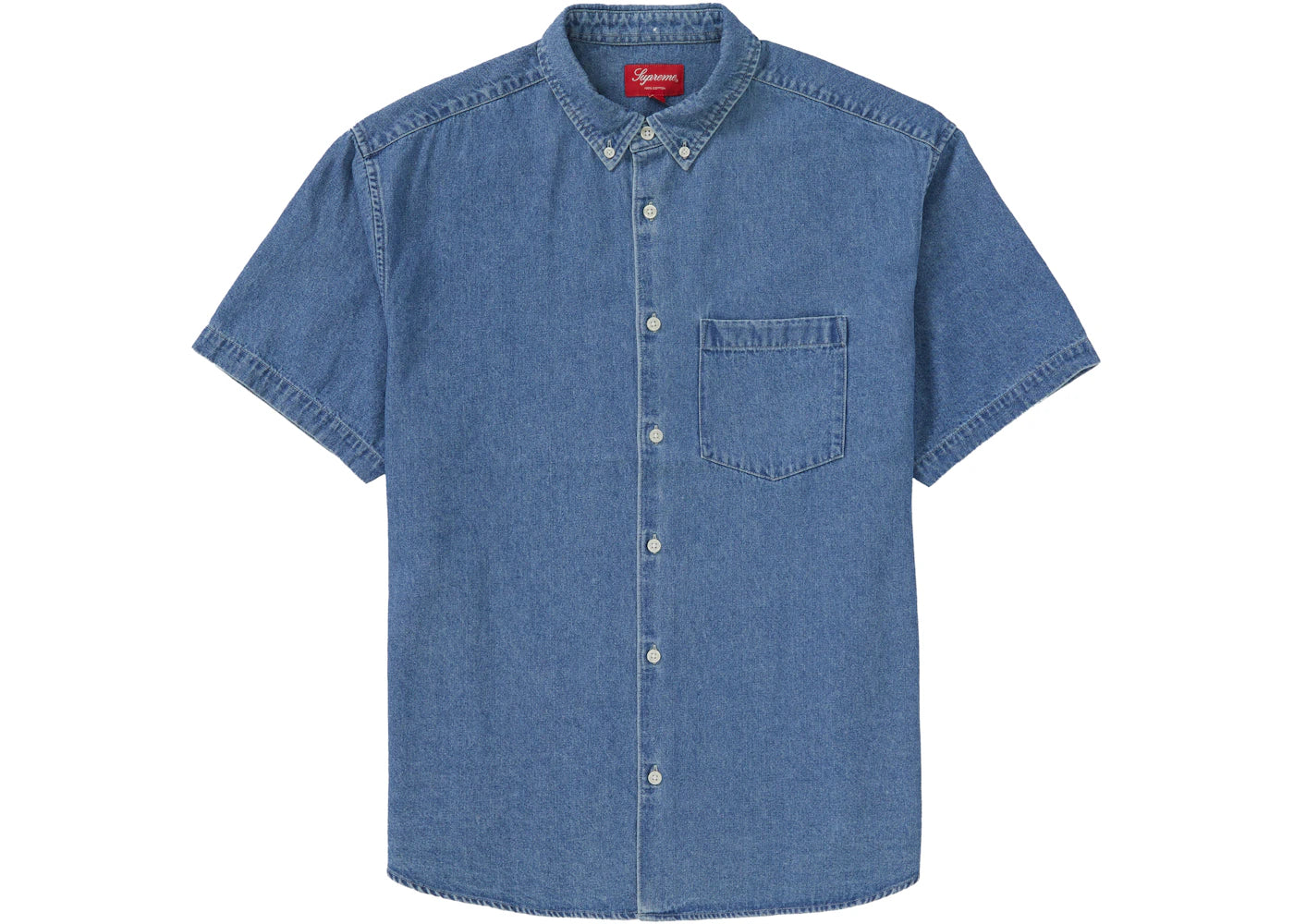 Supreme Embossed Denim S/S Shirt Blue