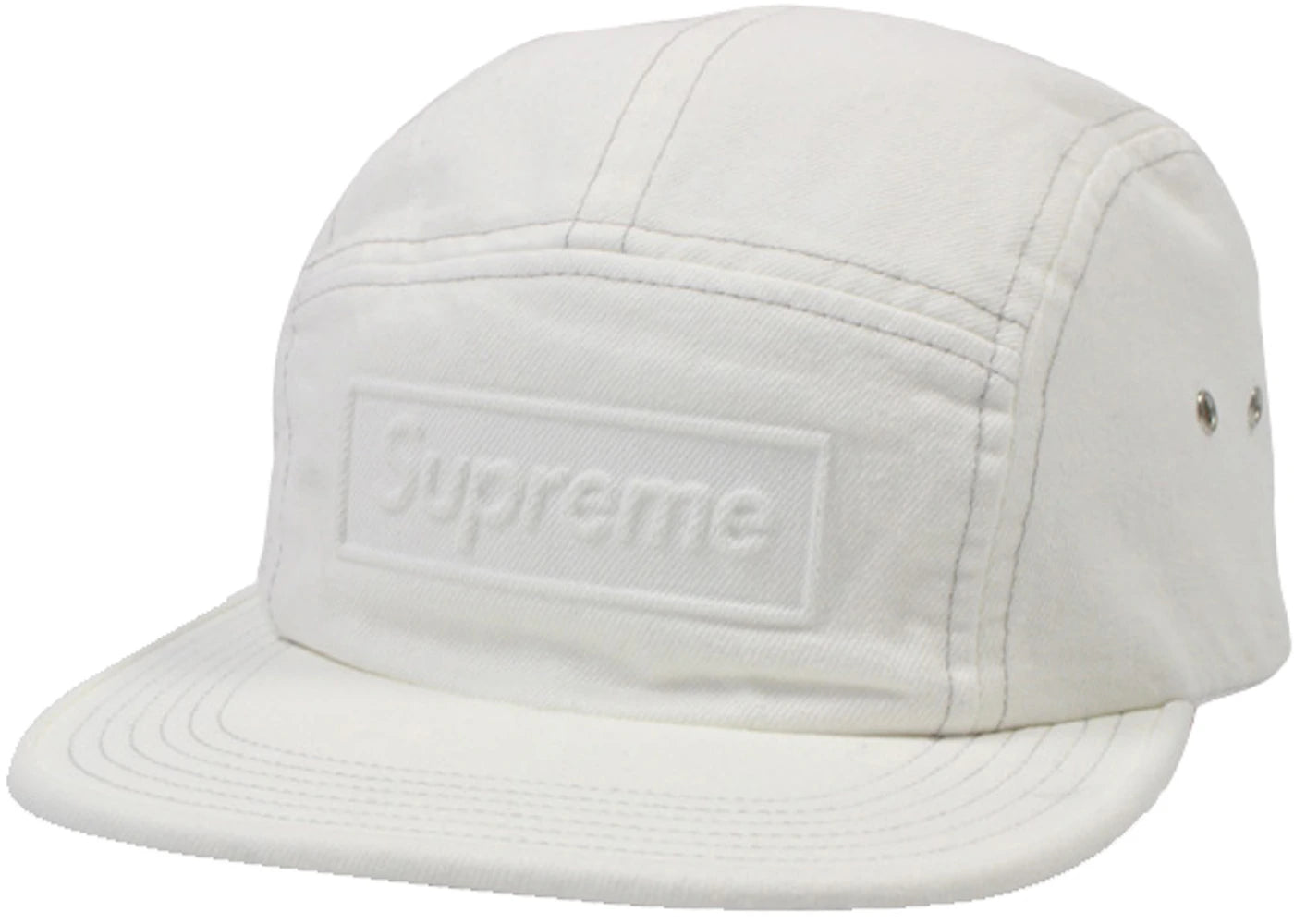 Supreme Embossed Stone Washed Camp Cap White