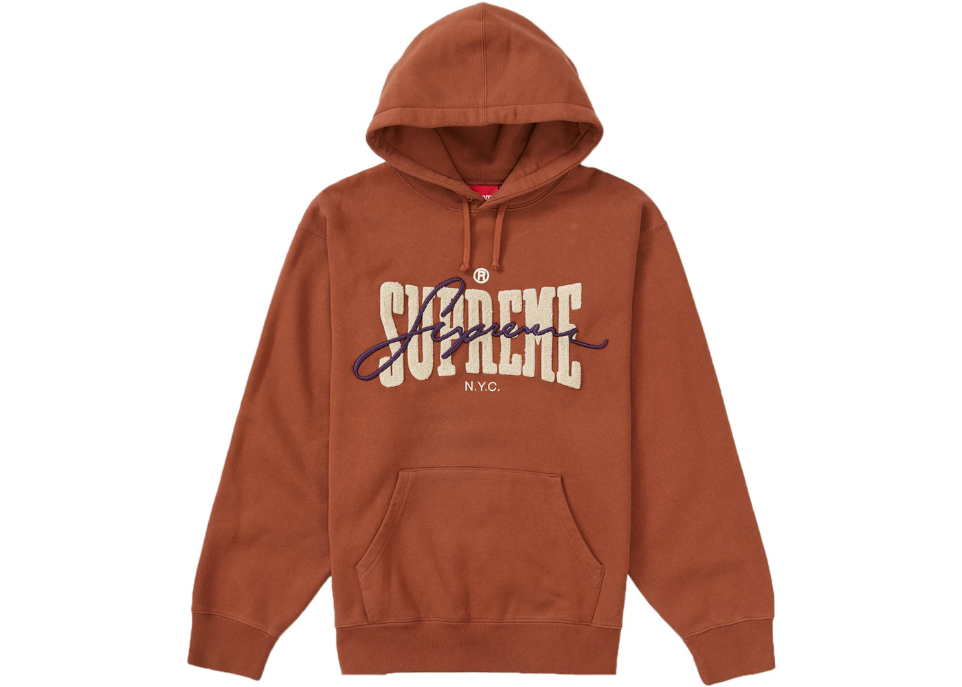 Supreme Embroidered Chenille Hooded Sweatshirt Brown