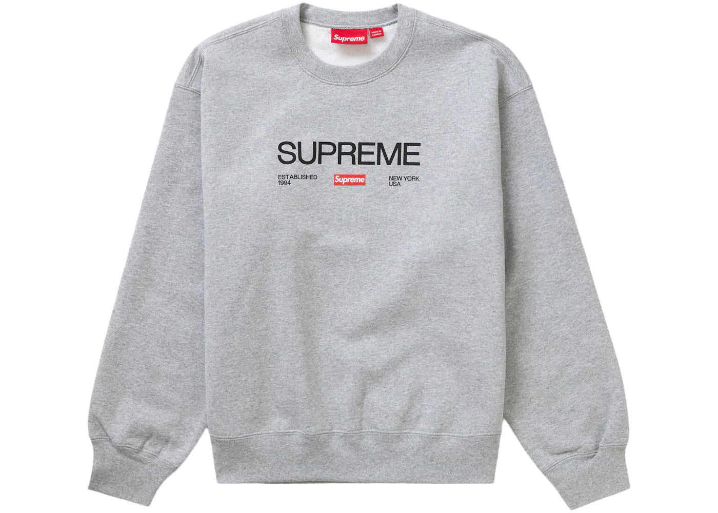 Supreme Established Crewneck Heather Grey