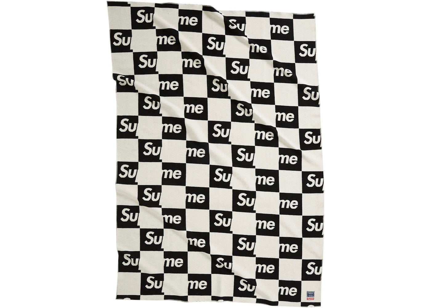 Supreme Faribault Woolen Mill Checkerboard Wool Throw Black
